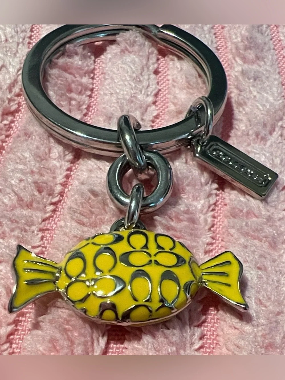 Coach Yellow Enamel Candy Charm Keychain
